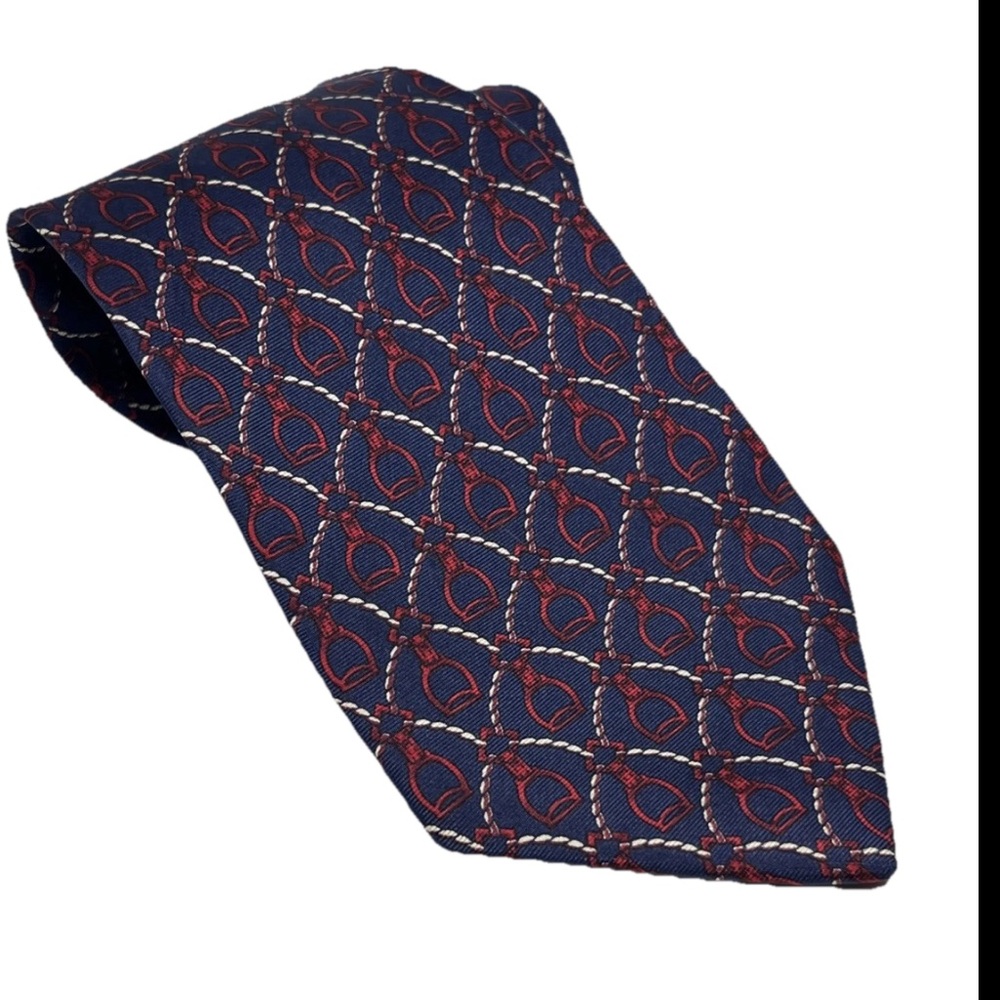 Christopher Hayes Equestrian Blue Red 100% Silk Men’s Necktie USA